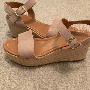J.Crew platform espadrilles. Tan with straw.